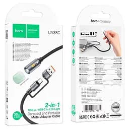 Кабель комбо Hoco USB / Type-C to LED light adapter cable UA38C 0.3 м - мініатюра 2