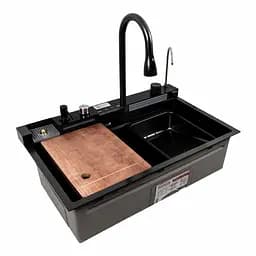 Кухонна мийка CM 75x46C PVD чорна Platinum Handmade Водоспад (декор), Decor