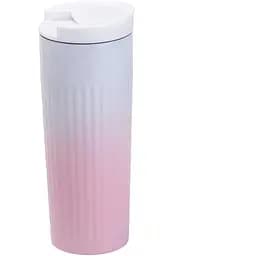 Термочашка SEYGM 500 мл з flip кришкою, рожевий градієнт Happy Life HP154P - мініатюра 2