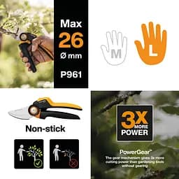 Секатор Fiskars X-series P961 Bypass до 26 мм (1057175) - мініатюра 4