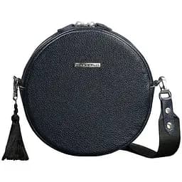 Кругла шкіряна жіноча сумочка Tablet темно-синя