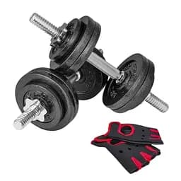 Гантели металлические Hop-Sport New 2х15 кг с перчатками