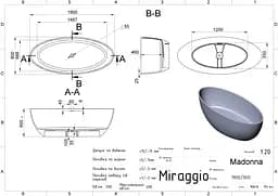 Ванна Miraggio MADONNA (0001041) Mirasoft | Матова | Окремостояча | Біла - мініатюра 2