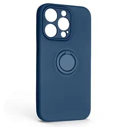 Силиконовый чехол для Apple iPhone 14 Pro, Icon Ring, синий, панель-накладка, с кольцом-подставкой на 360°, противоударный, возможность использования магнитных держателей, ArmorStandart (ARM68709)