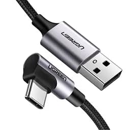 Дата кабель USB 2.0 AM to USB-C 1.0m US284 Angled Alum. Braid Black Ugreen (50941)