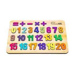 Деревянный пазл-вкладыш "Цифры" PuzzleOK Puz-11230 А4, 27 элементов