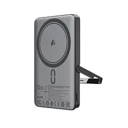 Зовнішній акумулятор Acefast M16-5000 PD18W ultra-thin magnetic wireless charging power bank with stand Black (6974316283997) - мініатюра 3