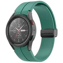 Ремінець для Samsung Galaxy Watch 4 44mm - темно-зелений ширина кріплення 20мм силікон Watchbands Cls-black (W33-1WB10289017)