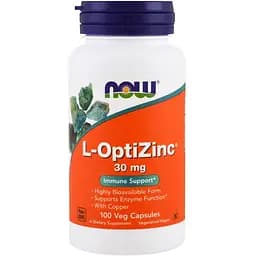 Витамины и минералы NOW L-OptiZinc 30 mg, 100 вегакапсул