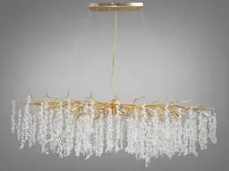 Красива кришталева люстра "Гліцинія" витягнутої форми, 15 ламп, золото