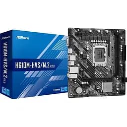 Материнская плата LGA1700, ASRock H610M-HVS/M.2 R2.0, H610, 2xDDR4, Int.Video(CPU), 4xSATA3, 1xM.2, 1xPCI-E 16x 4.0, 1xPCI-E 1x 3.0, ALC897, RTL8111H, 4xUSB3.2/6xUSB2.0, VGA/HDMI, MicroATX