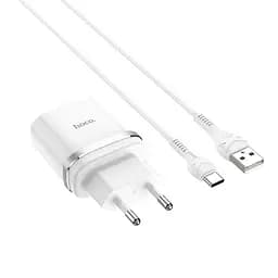Зарядний пристрій Hoco C12Q USB QC 18W білий + кабель USB to Type-C - мініатюра 3