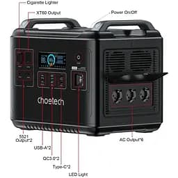 Зарядна станція Choetech | 2000W | 1997 Wh| LiFePO4  (BS006 Super Mini) - мініатюра 4