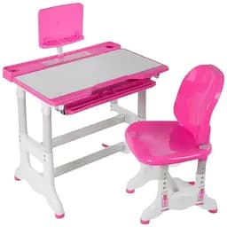 Дитяча парта J 55701 зі стільчиком регульована висота нахил стільниці рожева
