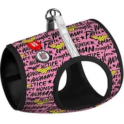 Шлея для собак Waudog Clothes м'яка з QR паспортом, малюнок "Диво-жінка в рожевому", XS1