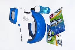 Пістолет з мильними бульбашками 777-30 A підсвічування, концентрат, мильний розчин, на батарейках, в коробці (6980590190128) Синій