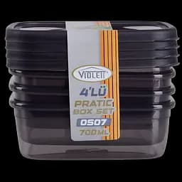 Набор контейнеров Violet House Pratic 0.7 л 4 шт. (0507 PRATIC/НАБОР 4 шт/квадр./0.7л)