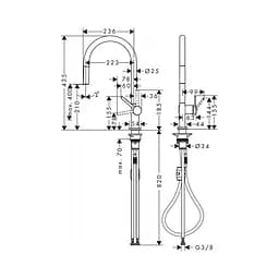 Змішувач Hansgrohe Talis 210 1jet кухонний з витяжним виливом Matt Black 72802670 Чорний матовий - мініатюра 2