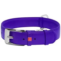 Нашийник для собак Waudog Glamour, шкіряний, з QR паспортом, 46-60х3,5 см, фіолетовий