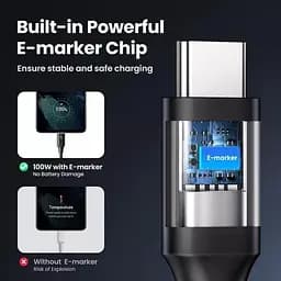 Кабель USB-C 100W UGREEN US562 Type-C to Type-C PD QC 4.0/3.0 для швидкого заряджання MacBook Pro, Samsung PVC 1м (15176) - мініатюра 5