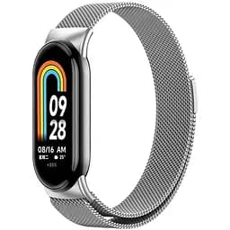 Ремінець для фітнес-браслета Boorui для Xiaomi Mi Band 8 і 9 міланська петля сріблястий