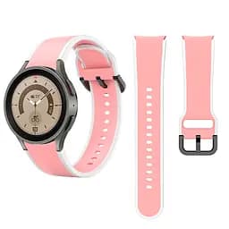 Браслет Double Line для Samsung Galaxy Watch 5 - рожево-білий ширина кріплення 20мм силікон Watchbands (W12-8WB12349934) - мініатюра 5