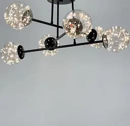 Черная LED люстра на 6 прозрачных плафонов со встроенными светодиодами Line.F K 26/6 BK