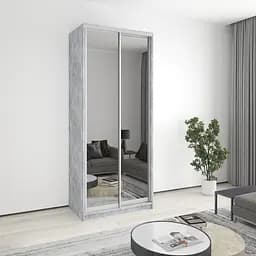 Шафа-купе дводверна MebelStar Стандарт AL 2 Дзеркала 100x45x240 см Бетон (MBS-3825)