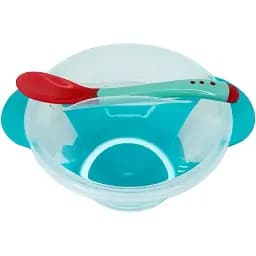 Тарелка на присоске с термоложкой и крышкой Mega Zayka MGZ-0100 (Turquoise) 