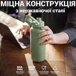 Пляшка для води Smartshake Bohtal Insulated Sports Bottle 960 ml/32 oz Black Batman металева з подвійною вакуумною ізоляцією (11292301) - мініатюра 5