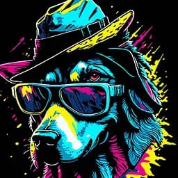 Набір для розпису по номерах Пес у стильній шляпі, Strateg, на чорному фоні, 40x40 см, AV4040-70