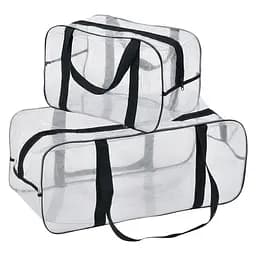 Набор прозрачных сумок в роддом: размер М 40х25х20 см + размер XL 60х25х30 см (черные)