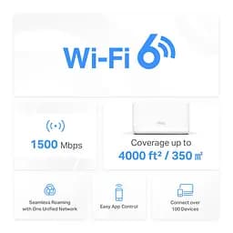 Система WiFi-Mesh Halo H60X AX1500, 3xGE LAN/WAN, 2мод Mercusys teh0017284 - мініатюра 6