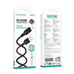 Кабель Borofone BX113 Lenny silicone charging data cable Micro(L=3 м) чорний - мініатюра 2