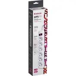 Мережевий фільтр Power filtr 1.8м Defender DFS151, 6 розеток, білий (994890) - мініатюра 2