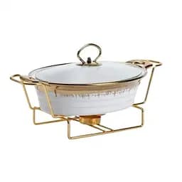 Мармит Yiwu HP1025 мармитница с крышкой на подставке овальная 31x23x17 см Белый