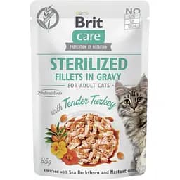 Корм влажный для стерилизованных кошек Brit Care Cat Sterilized филе в соусе с индейкой пауч 85 г