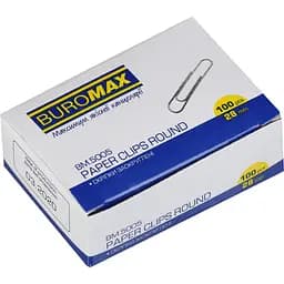 Скрепки никелированные 28 мм, 100 шт., круглые, BM.5005 BUROMAX (4823078958488)