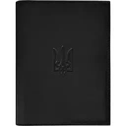 Кожаная обложка BlankNote Standart с Трезубцем для нотариального реестра черный