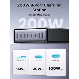 Мережевий зарядний пристрій Ugreen X766 8-Port Gan Desktop Fast Charger (55324) [158927] - мініатюра 4