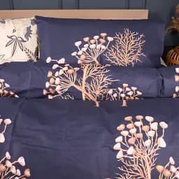 Комплект постільної білизни MirSon Gentle Flora Ranforce Elite 143х210 см синьо-бежевий (2200012434574) - мініатюра 2