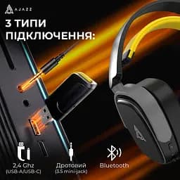 Ігрові навушники Ajazz AHM09 MAX Black/Gray/Yellow (AHM09-MAX-BGY) [161111] - мініатюра 11
