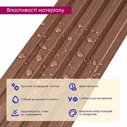 Рейка декоративна Wall Sticker WPC стінова 3000х150х9 мм Капучино SW-00001868 - мініатюра 4