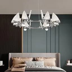 Світлодіодна люстра з 8 метеликами в срібному корпусі | Арт. CA 02/8 CH | Line F