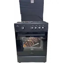 Плита газова Castle CG-60H, графітовий, поворотні перемикачі, 4 газові конфорки, автопідпал інтегрований, решітка металева матова,