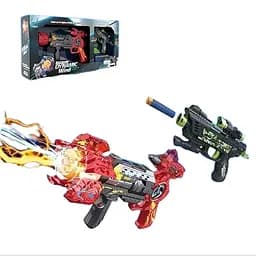 Іграшковий набір автомат з пістолетом, на батарейках, стріляє м'якими патронами, зі звуковими та світловими ефектами