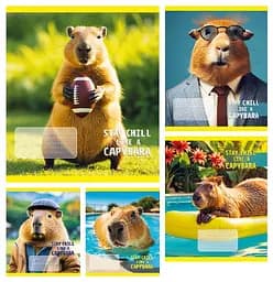 Тетради ученические 24 листа клетка Тверда CAPYBARA, 20 шт. в упаковке