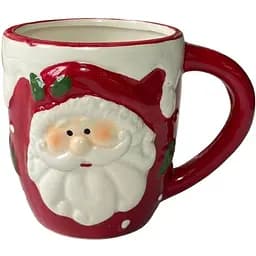 Новогодняя кружка Olens 8030-304 керамика большая рождественская чашка с узором Дед Мороз 430 мл Красная