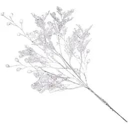Декоративная ветка с акриловыми каплями и глиттером Белый с серебряным 40 см