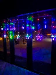 Светодиодная гирлянда на штору бахрома мульти 3 м 138 LED от сети Звезды ( m.02.5Т.138+S)